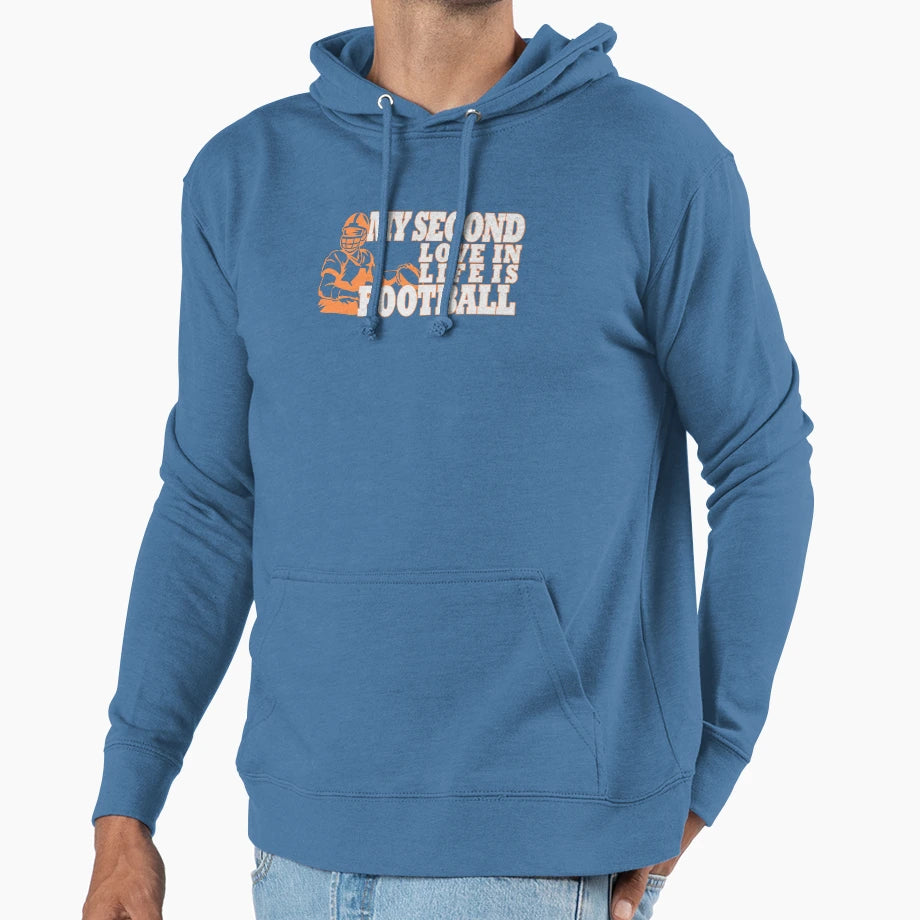 My Second Love Life Is Football Hoodie - Trendy Graphic for Adults - T-Shirt, Sweatshirt, Hoodie