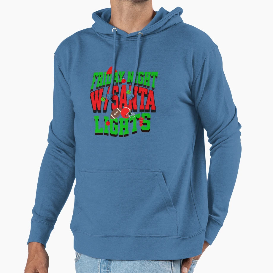 Friday Night Lights W Santa Hoodie - Minimalist Print Men Women - T-Shirt, Sweatshirt, Hoodie