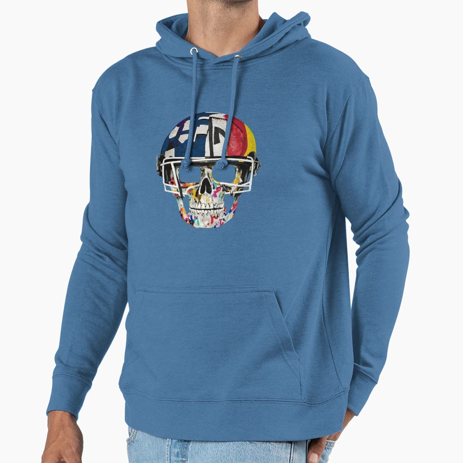 American Football Helmet Skull Hoodie - Custom Art Print Men Women - T-Shirt, Sweatshirt, Hoodie