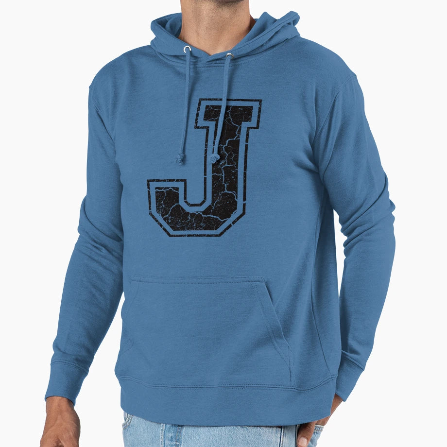 J Letter Hoodie - Fun Novelty Design for Adults - T-Shirt, Sweatshirt, Hoodie