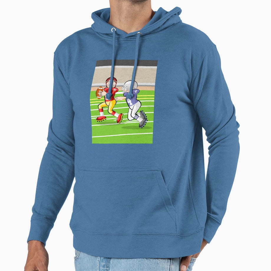 Two American Football Players Running Hoodie - Streetwear Style Men Women - T-Shirt, Sweatshirt, Hoodie
