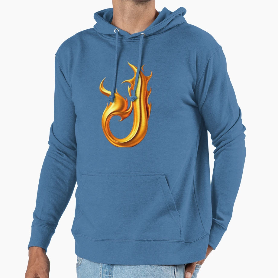 Golden Flame Letter I Luxury 3D Hoodie - Custom Art Print for Adults - T-Shirt, Sweatshirt, Hoodie