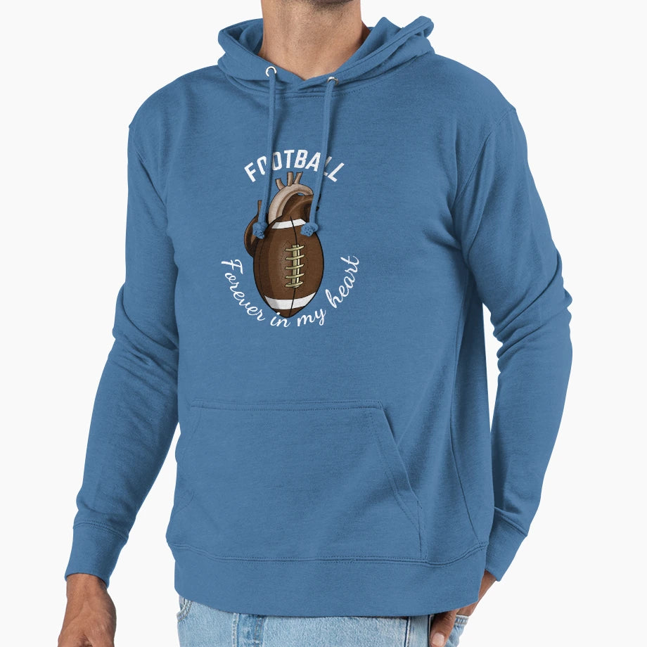 Football Forever My Heart Hoodie - Fun Novelty Design for Adults - T-Shirt, Sweatshirt, Hoodie