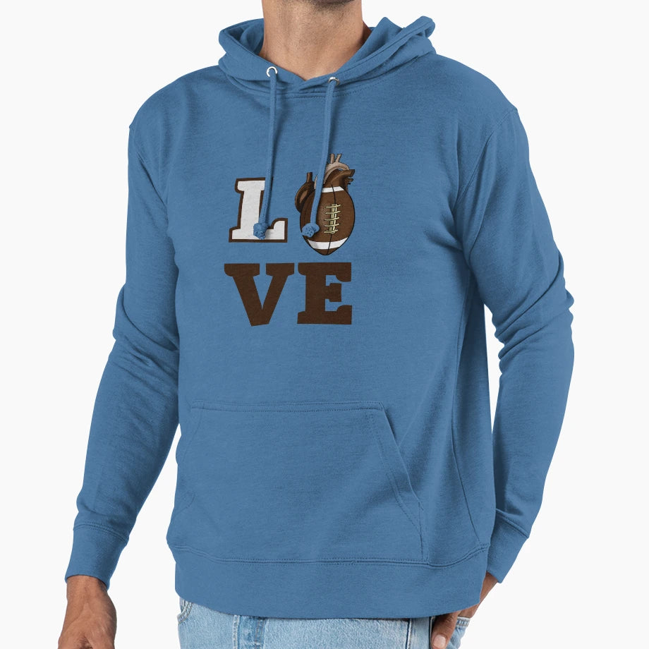 Love Football Hoodie - Unique Graphic for Adults - T-Shirt, Sweatshirt, Hoodie