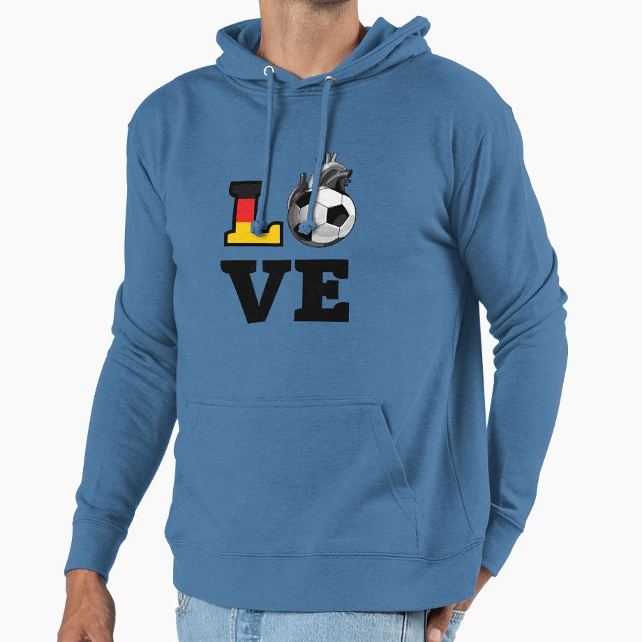 Love Soccer Hoodie - Fun Novelty Design for Adults - T-Shirt, Sweatshirt, Hoodie