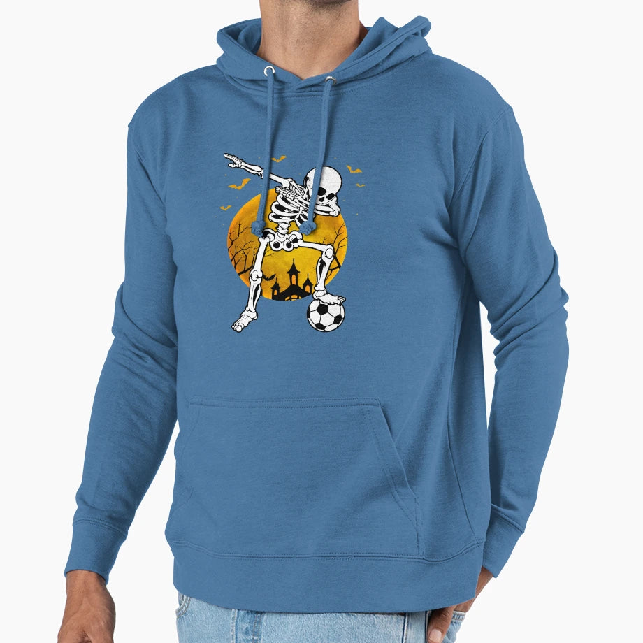Dabbing Skeleton Soccer Player Hoodie - Fun Novelty Design Unisex - T-Shirt, Sweatshirt, Hoodie