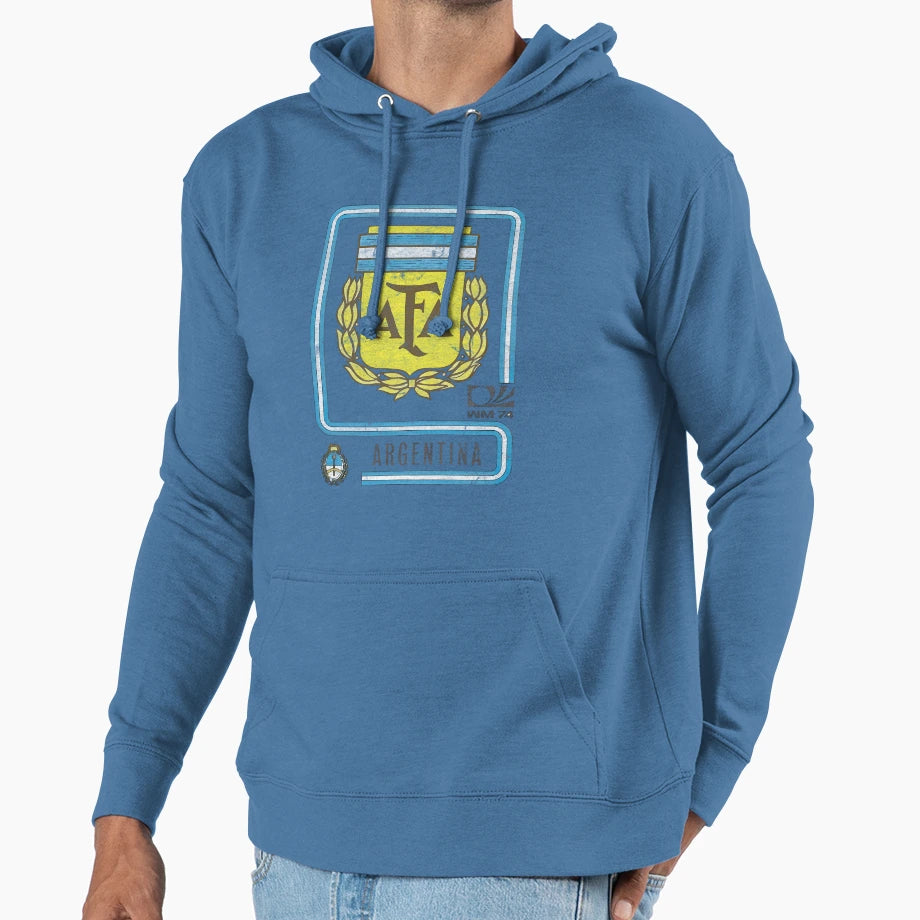 Argentina 70S Faded Soccer Hoodie - Novelty Apparel Men Women - T-Shirt, Sweatshirt, Hoodie