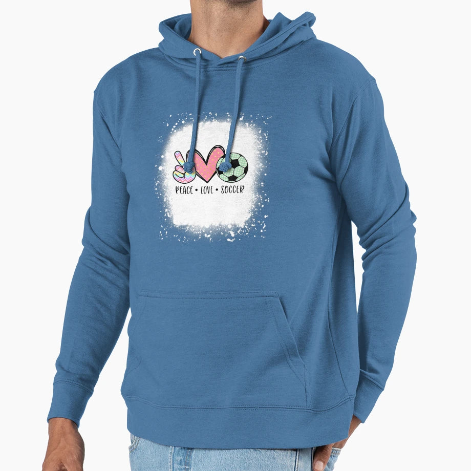 Peace Love Soccer Teen Hoodie - Minimalist Print for Adults - T-Shirt, Sweatshirt, Hoodie
