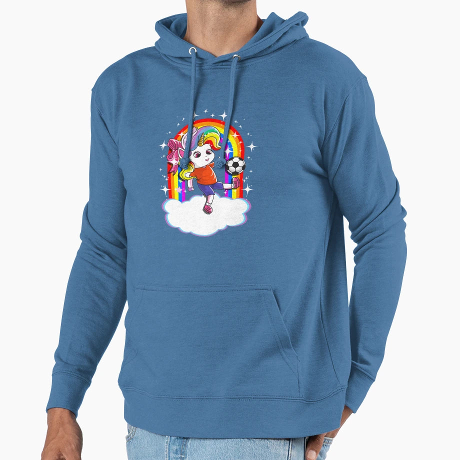 Unicorn Soccer Player Coach Tournaments Hoodie - Fun Novelty Design Unisex - T-Shirt, Sweatshirt, Hoodie
