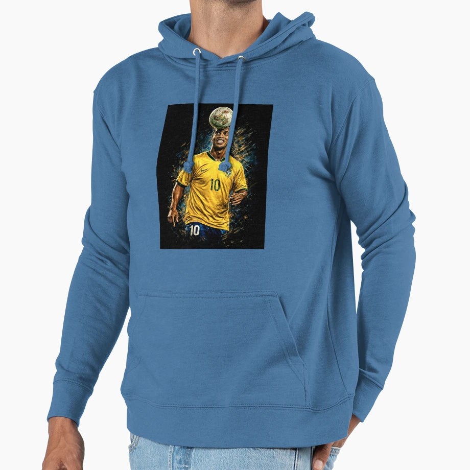 Ronaldinho R10 Football Legend Hoodie - Novelty Apparel Unisex - T-Shirt, Sweatshirt, Hoodie