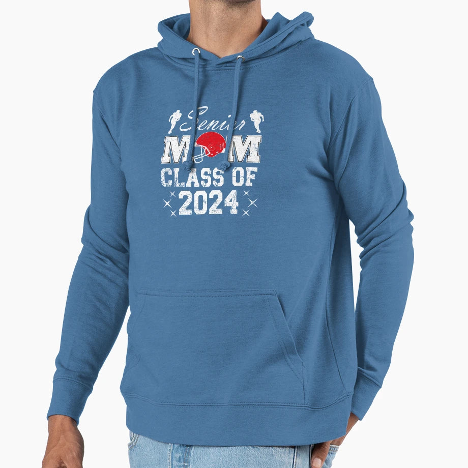 Senior Mom Class 2024 Soccer Mom Hoodie - Custom Art Print for Adults - T-Shirt, Sweatshirt, Hoodie