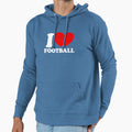 I Love Football Red Heart Football Lover Hoodie - Custom Art Print Unisex - T-Shirt, Sweatshirt, Hoodie