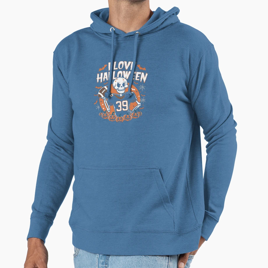 Halloween Skeleton Football Player Hoodie - Trendy Graphic for Adults - T-Shirt, Sweatshirt, Hoodie