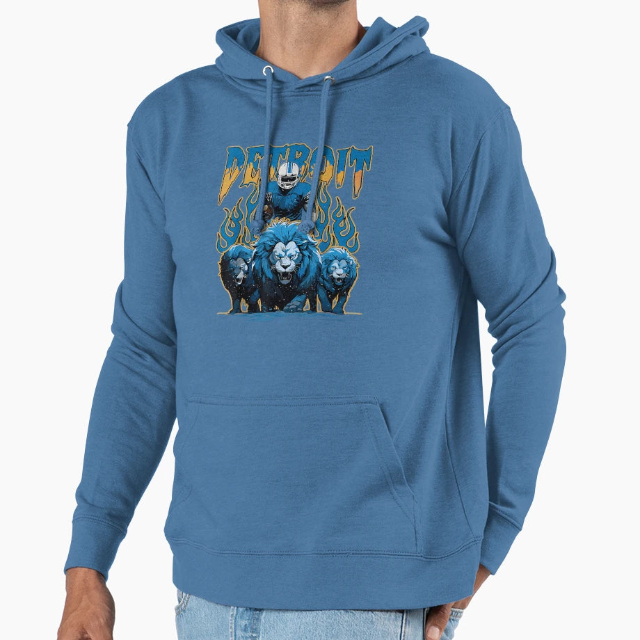 Detroit Lions Fearless Pride Flames Hoodie - Minimalist Print Men Women - T-Shirt, Sweatshirt, Hoodie