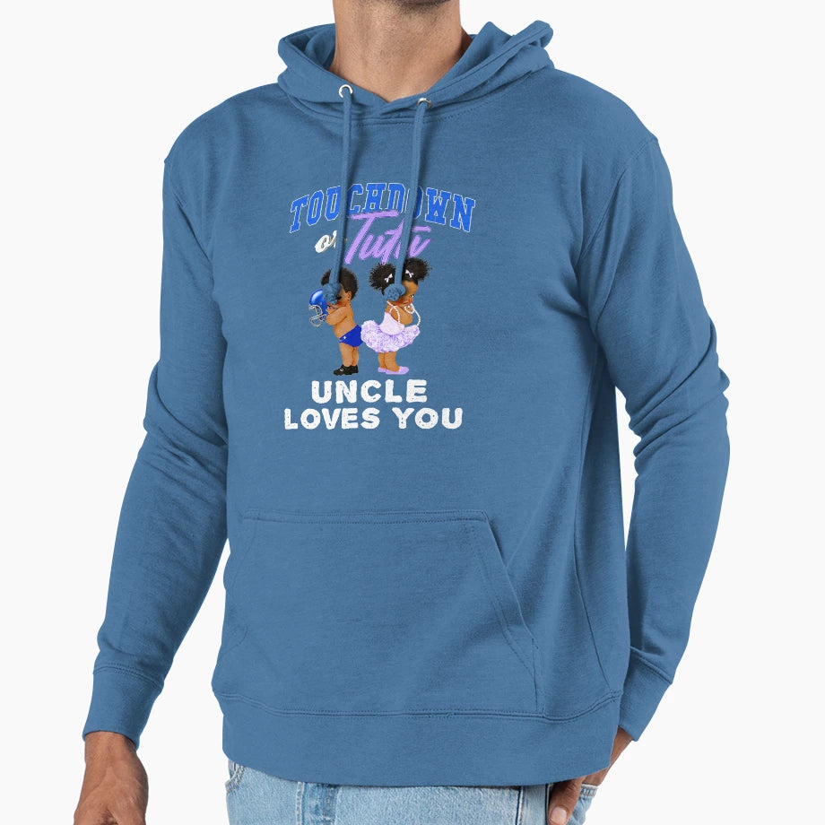 Touchdown Or Tutu Uncle Loves You Gender Hoodie - Novelty Apparel Unisex - T-Shirt, Sweatshirt, Hoodie