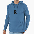 Flaming K Letter Monogram Black Hoodie - Novelty Apparel for Adults - T-Shirt, Sweatshirt, Hoodie