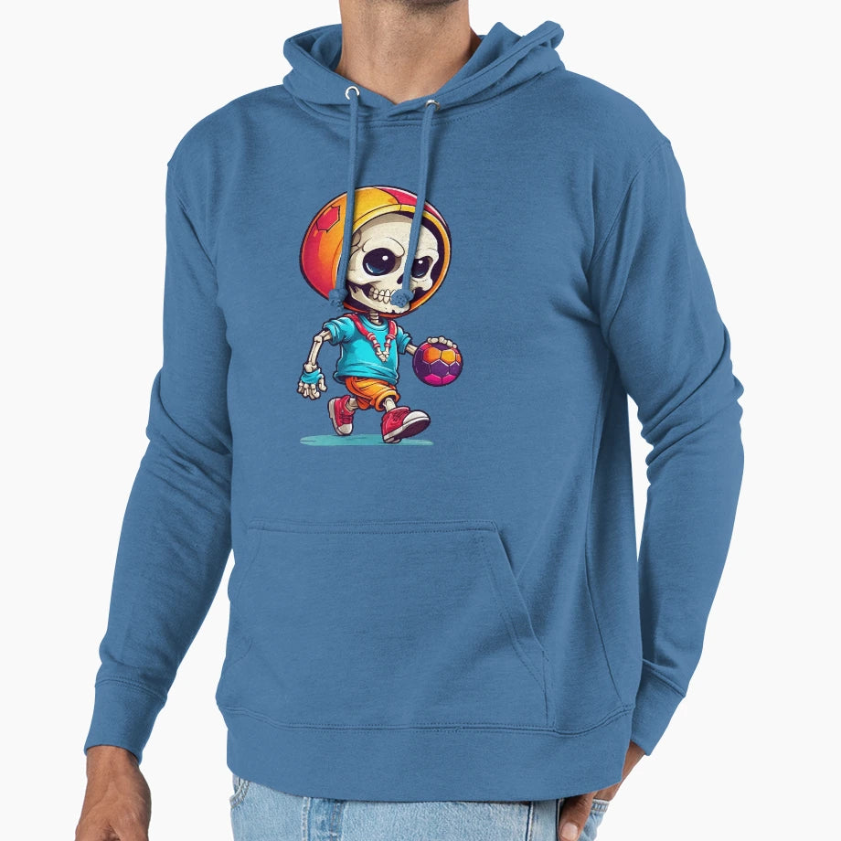 Skull Playing Football Hoodie - Aesthetic Graphic Men Women - T-Shirt, Sweatshirt, Hoodie