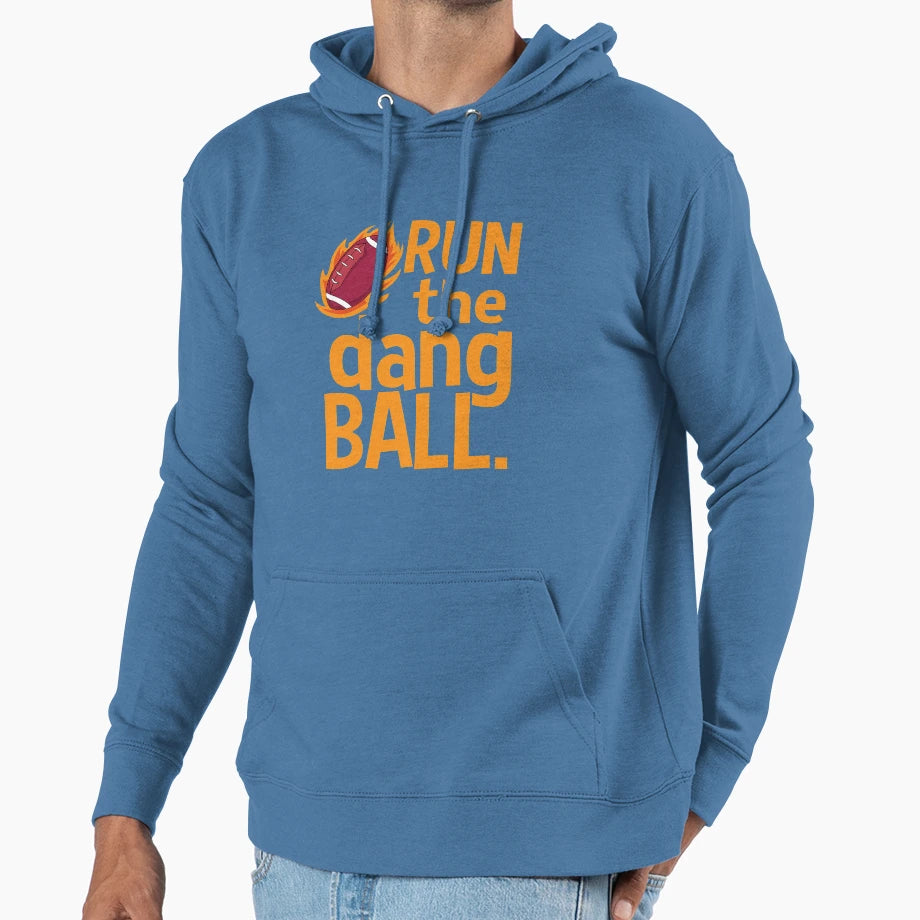 Run Dang Ball Football Sports School Hoodie - Minimalist Print for Adults - T-Shirt, Sweatshirt, Hoodie