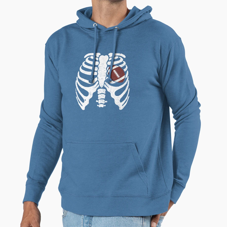 Skeleton Rib Cage American Football X Hoodie - Unique Graphic Men Women - T-Shirt, Sweatshirt, Hoodie
