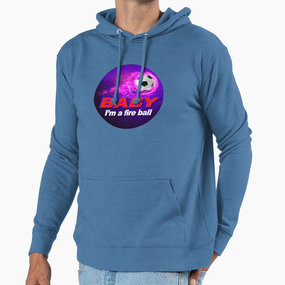 Red And Purple Im Fire Ball Soccer Foot Hoodie - Unique Graphic Men Women - T-Shirt, Sweatshirt, Hoodie