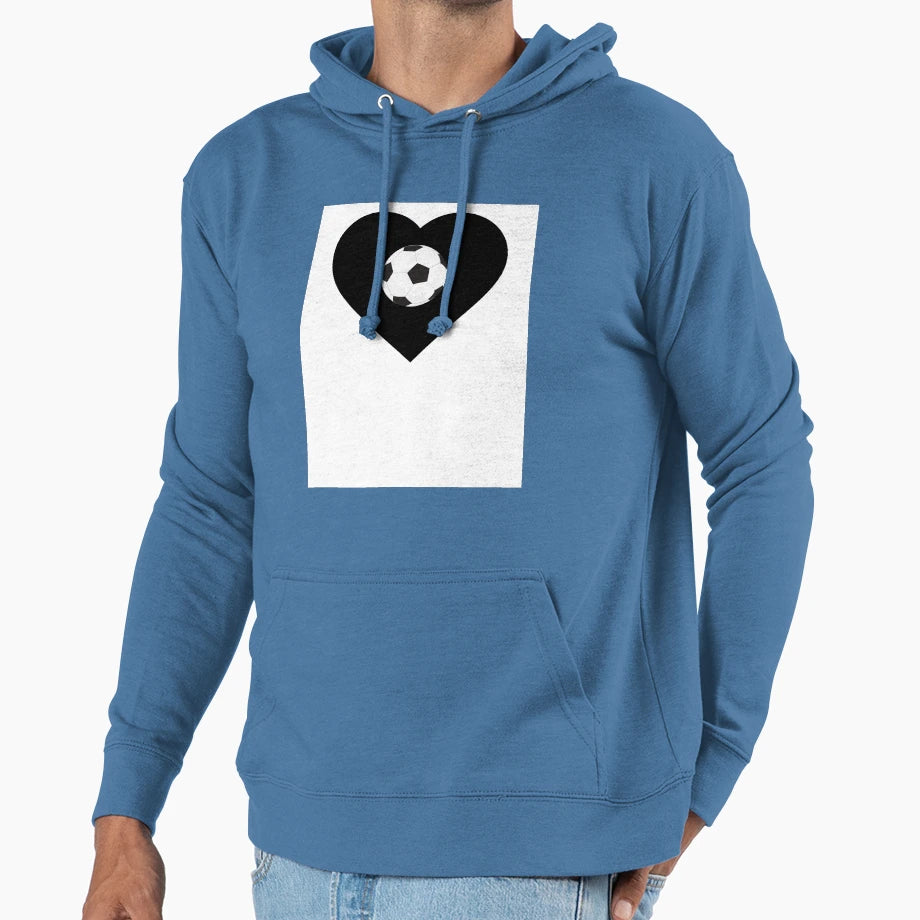Football Heart Hoodie - Minimalist Print for Adults - T-Shirt, Sweatshirt, Hoodie