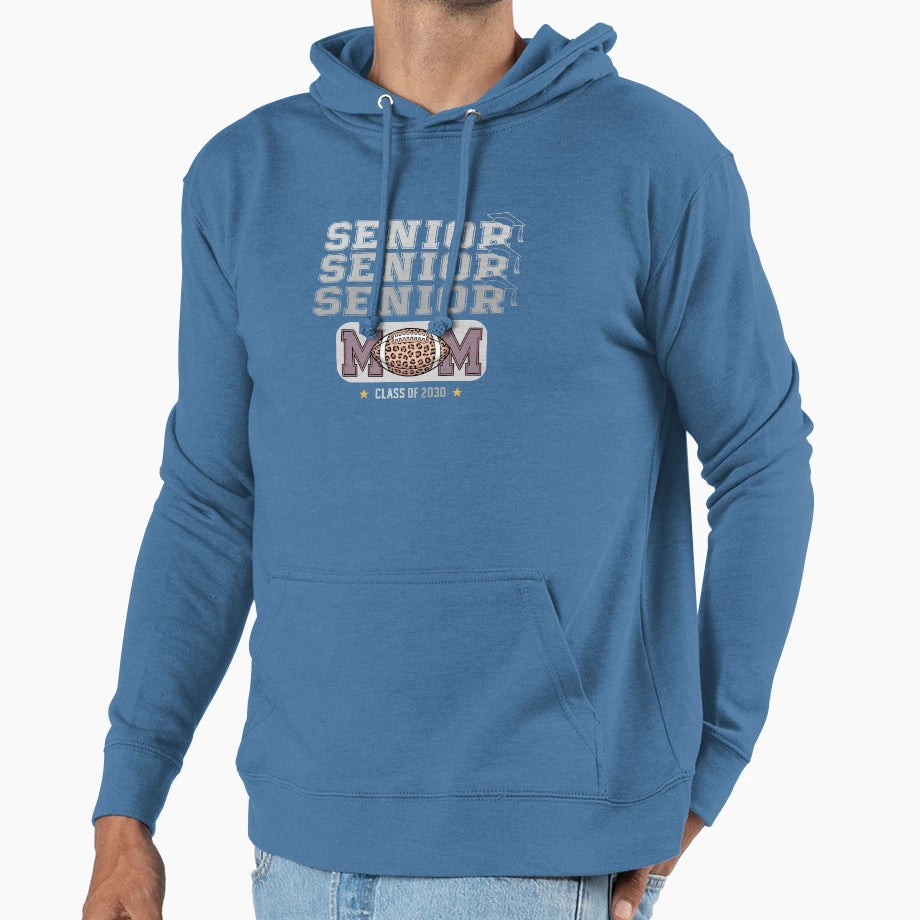 Proud Mom Graduation 2030 Football Hoodie - Trendy Graphic Men Women - T-Shirt, Sweatshirt, Hoodie