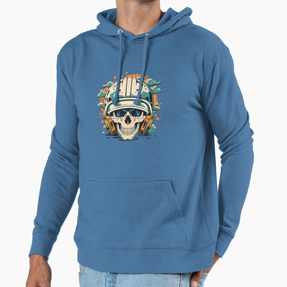 Helmet Skull Hoodie - Aesthetic Graphic Unisex - T-Shirt, Sweatshirt, Hoodie