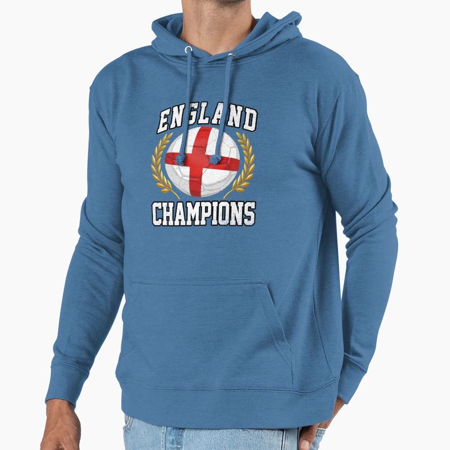 Soccer Ball Flag Champions England Fans T-Shirt - Minimalist Print Unisex - T-Shirt, Sweatshirt, Hoodie