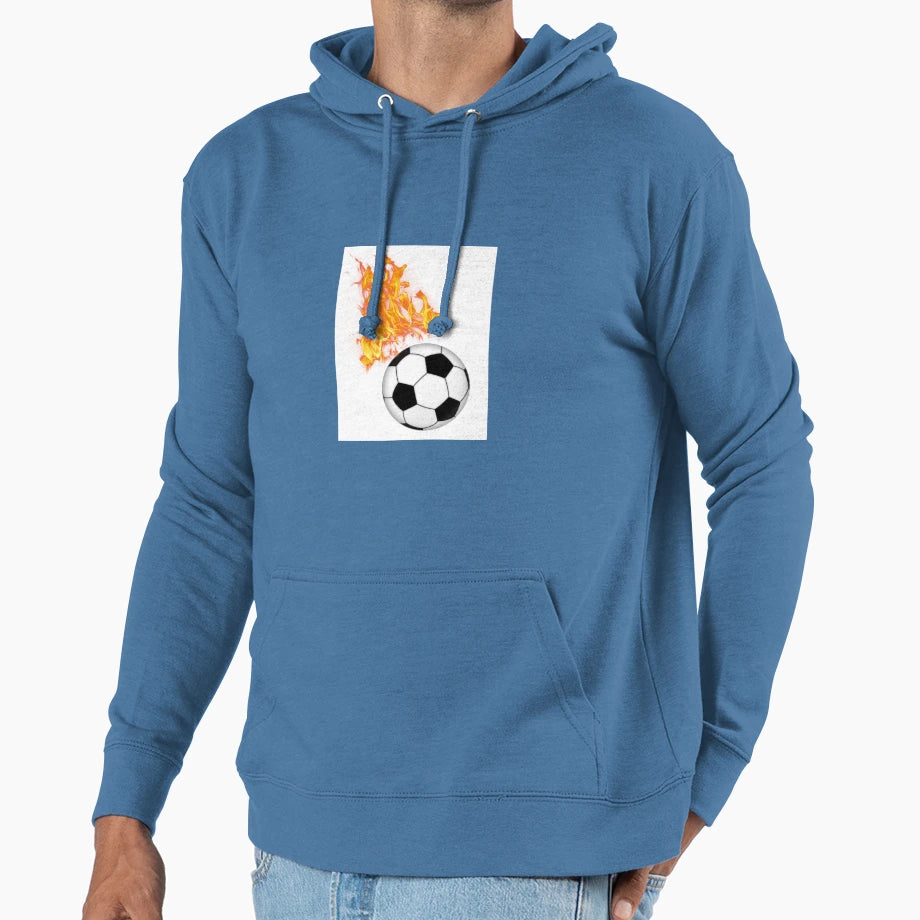 Soccer Ball Flames Hoodie - Aesthetic Graphic Unisex - T-Shirt, Sweatshirt, Hoodie