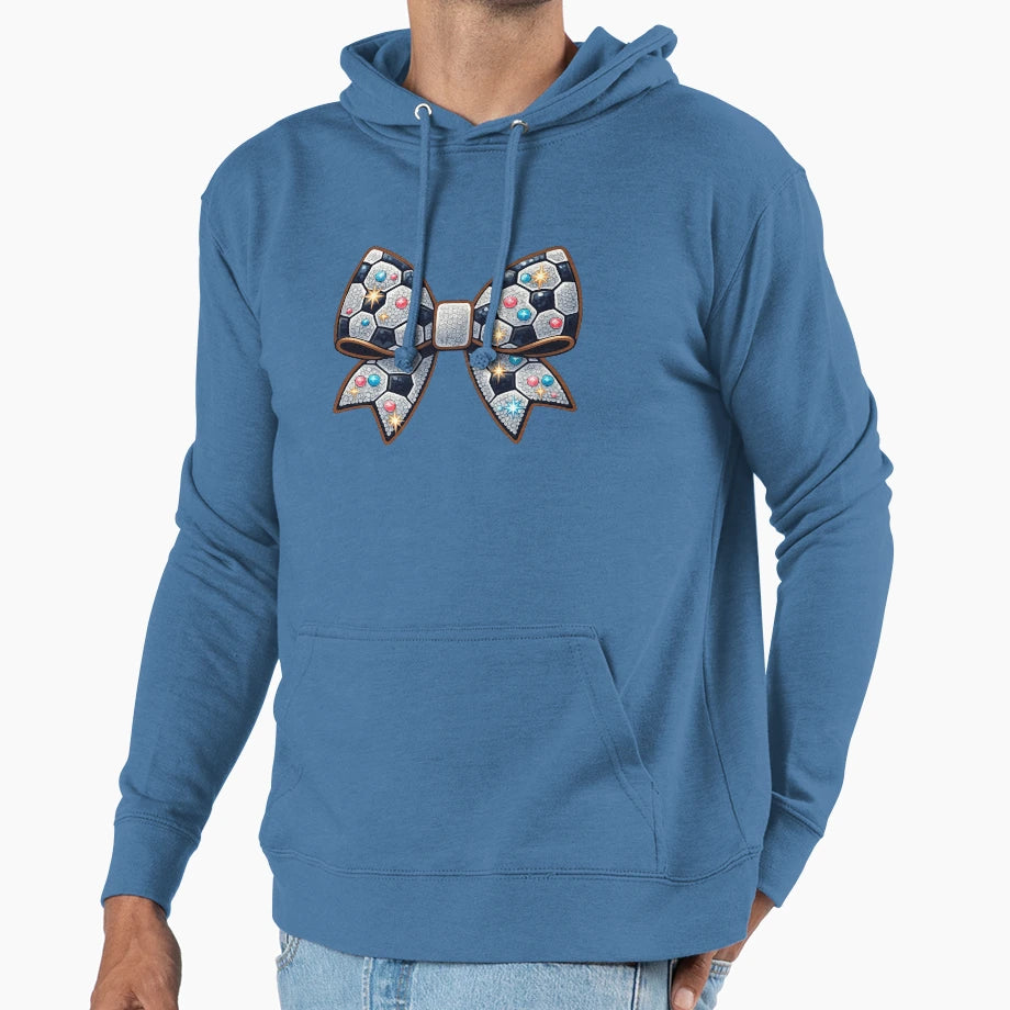 Sparkling Soccer Ball Bow Gems And Stars Hoodie - Trendy Graphic Men Women - T-Shirt, Sweatshirt, Hoodie