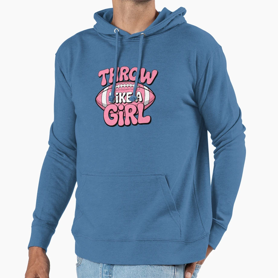 Throw Like Womens Football Hoodie - Fun Novelty Design Unisex - T-Shirt, Sweatshirt, Hoodie