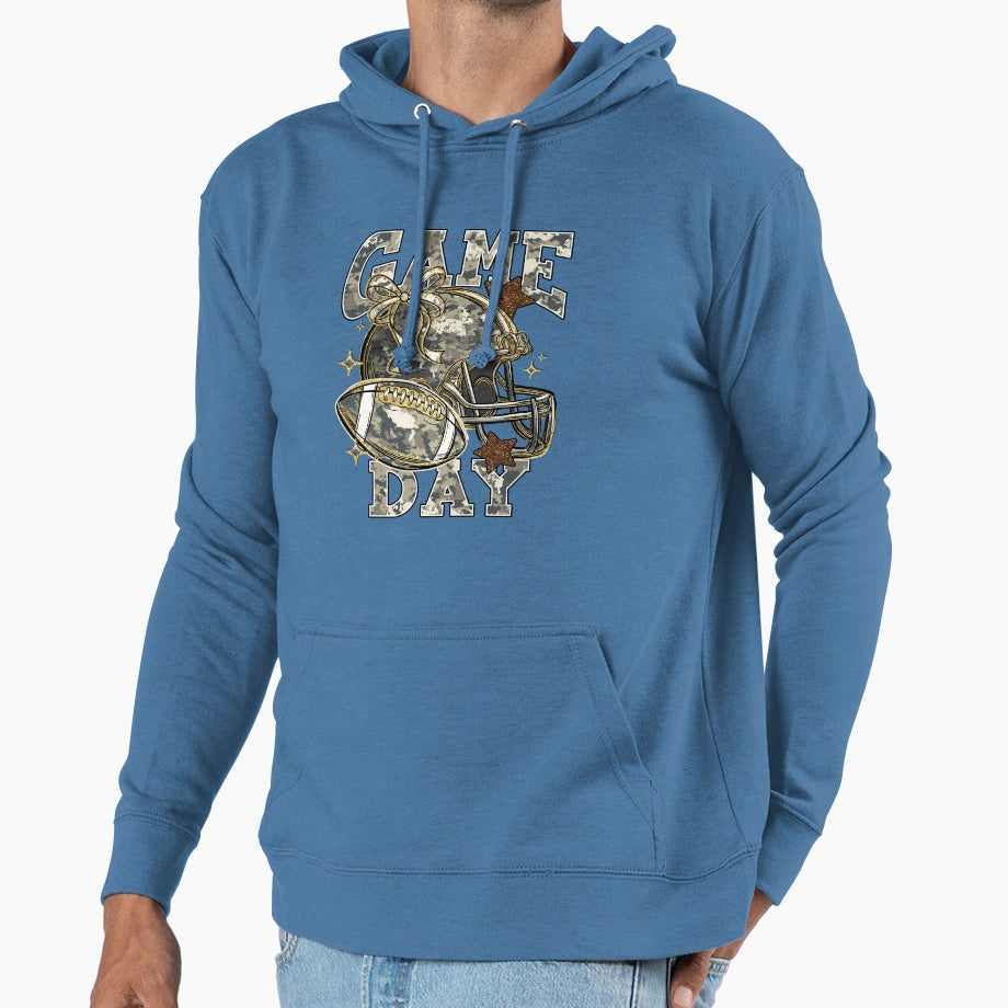 Glitter Game Day Sport Lovers Football Hoodie - Trendy Graphic Unisex - T-Shirt, Sweatshirt, Hoodie