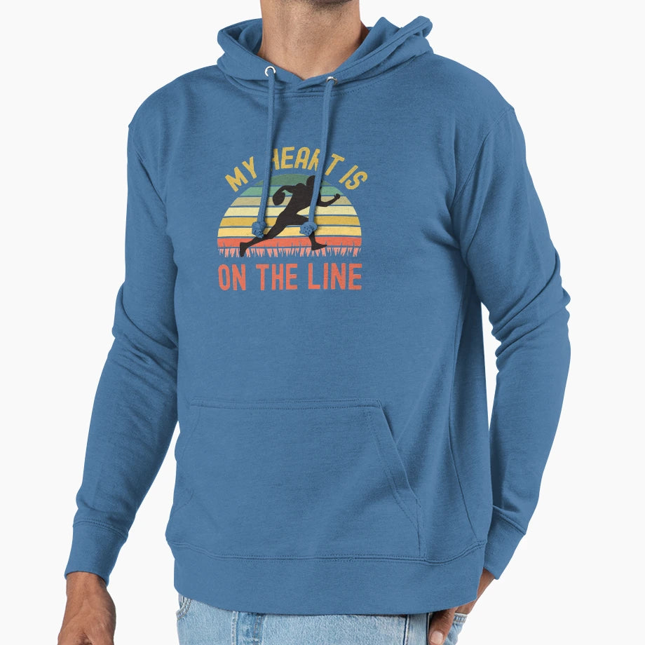 My Heart Is Line Football Offense Hoodie - Custom Art Print Men Women - T-Shirt, Sweatshirt, Hoodie