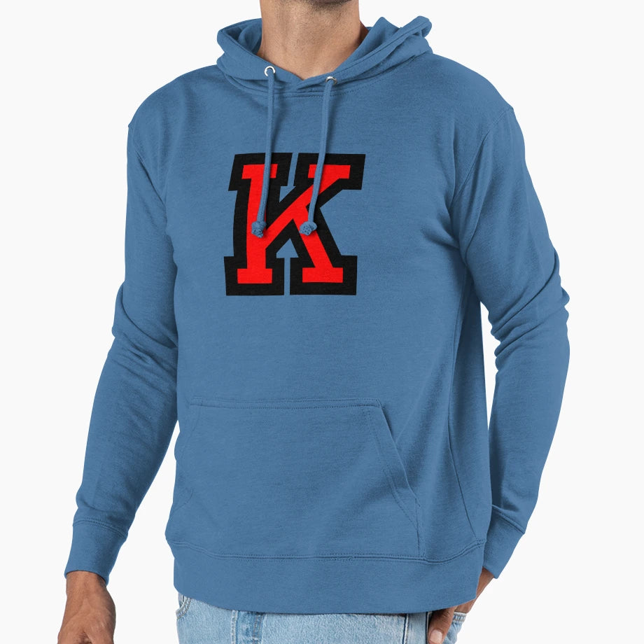 Letter K Black Red Hoodie - Aesthetic Graphic Unisex - T-Shirt, Sweatshirt, Hoodie