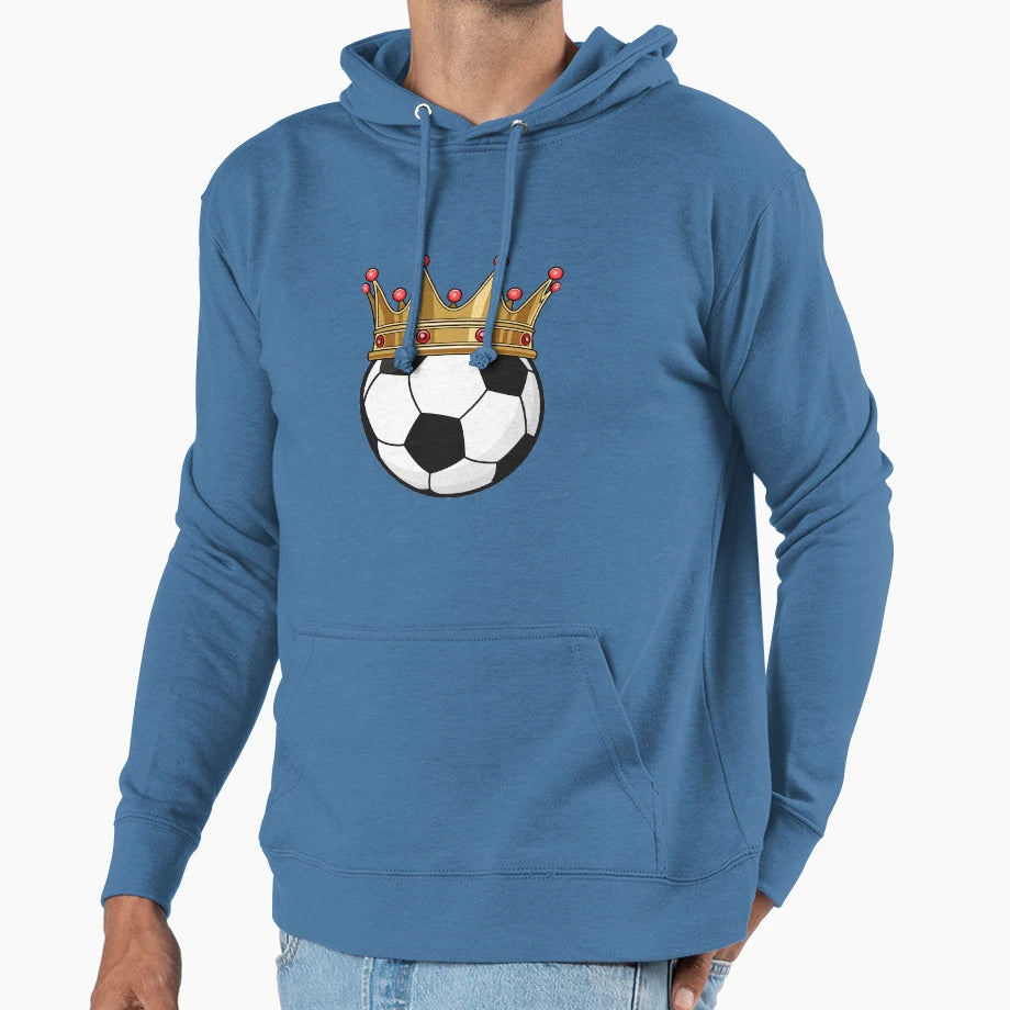 Soccer Crown King Hoodie - Unique Graphic Unisex - T-Shirt, Sweatshirt, Hoodie