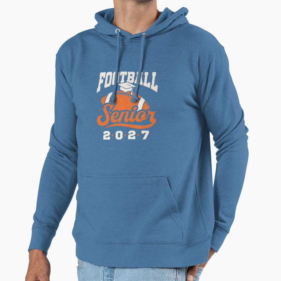 Football Senior 2027 Graduating Class Hoodie - Aesthetic Graphic for Adults - T-Shirt, Sweatshirt, Hoodie
