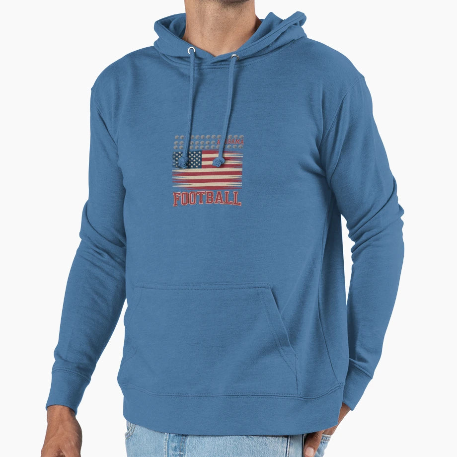 Patriotic Usa Flag Alabama Football Hoodie - Trendy Graphic Men Women - T-Shirt, Sweatshirt, Hoodie