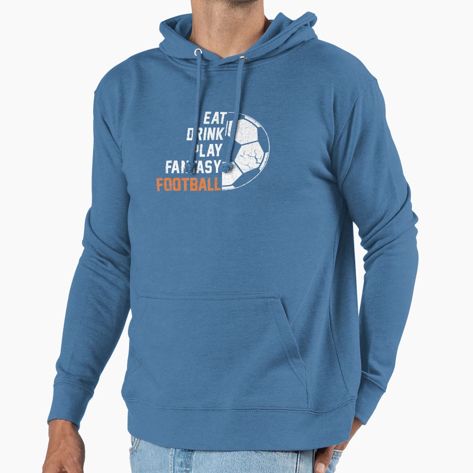 Eat Drink Play Fantasy Football Hoodie - Minimalist Print for Adults - T-Shirt, Sweatshirt, Hoodie