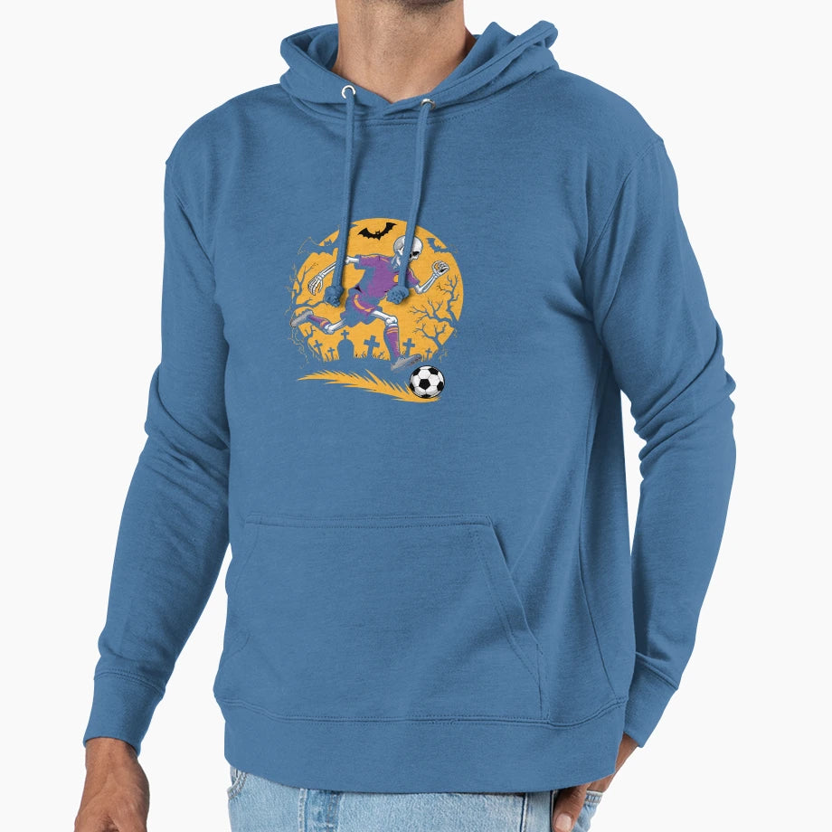 Soccer Skeleton Halloween Football Hoodie - Fun Novelty Design for Adults - T-Shirt, Sweatshirt, Hoodie