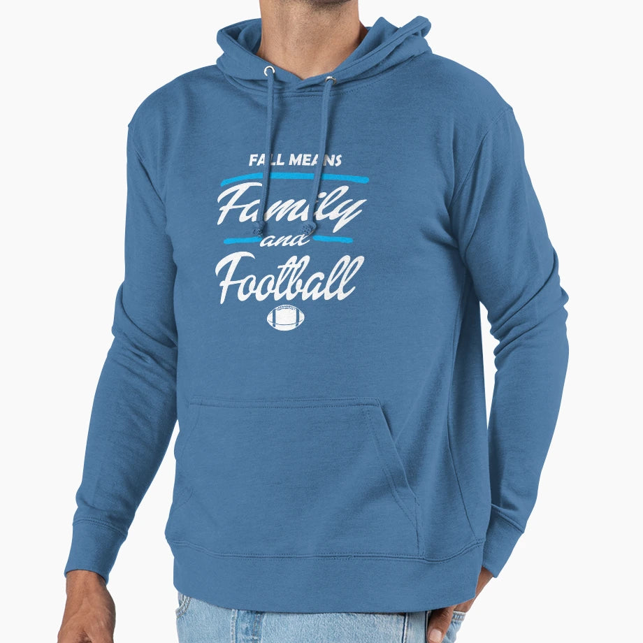 Fall Means Family And Football Hoodie - Casual Everyday Wear Men Women - T-Shirt, Sweatshirt, Hoodie