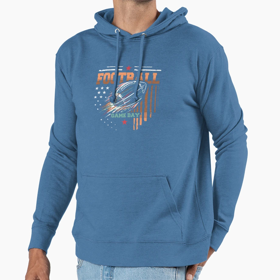 American Football Emblem Footballer Hoodie - Unique Graphic for Adults - T-Shirt, Sweatshirt, Hoodie