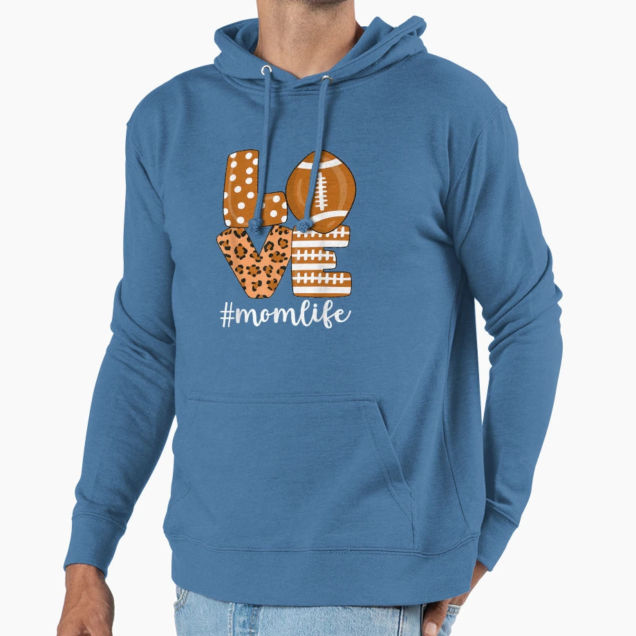 Love Football American Mom Life Player Hoodie - Minimalist Print Unisex - T-Shirt, Sweatshirt, Hoodie