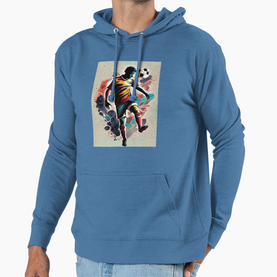 World Class Soccer Star Action Hoodie - Fun Novelty Design Men Women - T-Shirt, Sweatshirt, Hoodie
