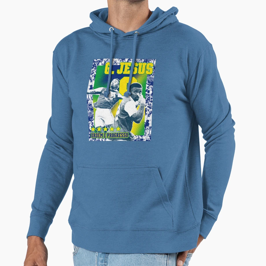 Gabriel Jesus Brazil Player Card Hoodie - Graphic Print Unisex - T-Shirt, Sweatshirt, Hoodie