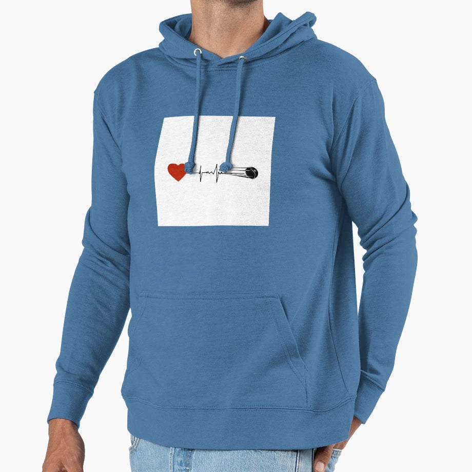 Hockey Heartbeat Hoodie - Graphic Print Unisex - T-Shirt, Sweatshirt, Hoodie