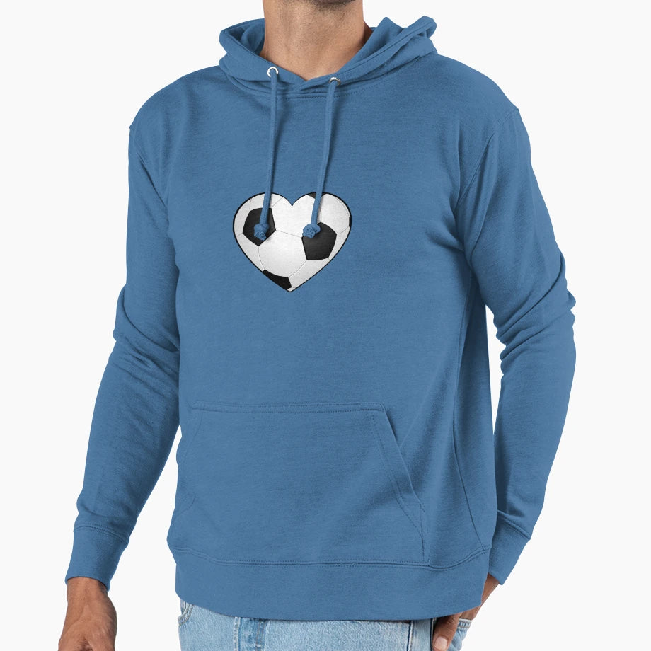 Soccer Heart Hoodie - Casual Everyday Wear Men Women - T-Shirt, Sweatshirt, Hoodie