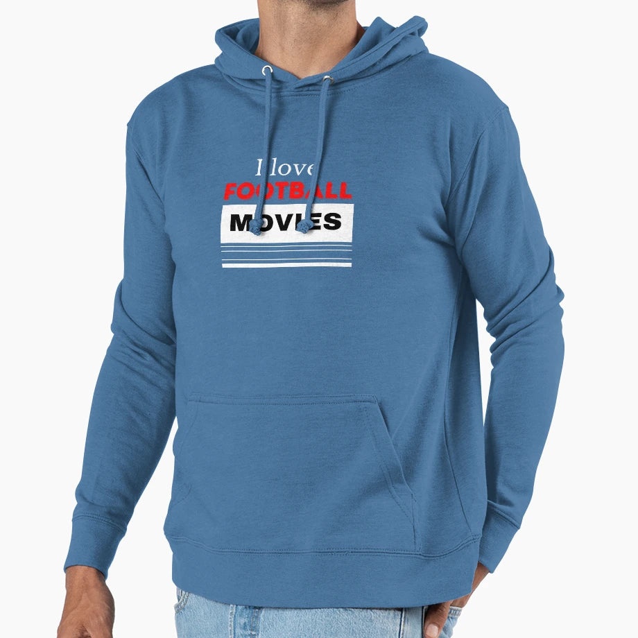 I Love Football Movies Hoodie - Novelty Apparel Men Women - T-Shirt, Sweatshirt, Hoodie