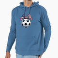 Patriotic Soccer Ball American Flag Bow Hoodie - Graphic Print for Adults - T-Shirt, Sweatshirt, Hoodie
