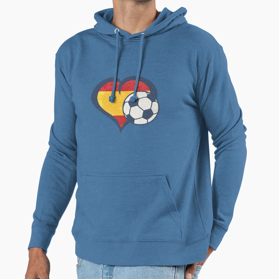Soccer Heart Spanish Flag Woso Futfem Hoodie - Trendy Graphic for Adults - T-Shirt, Sweatshirt, Hoodie