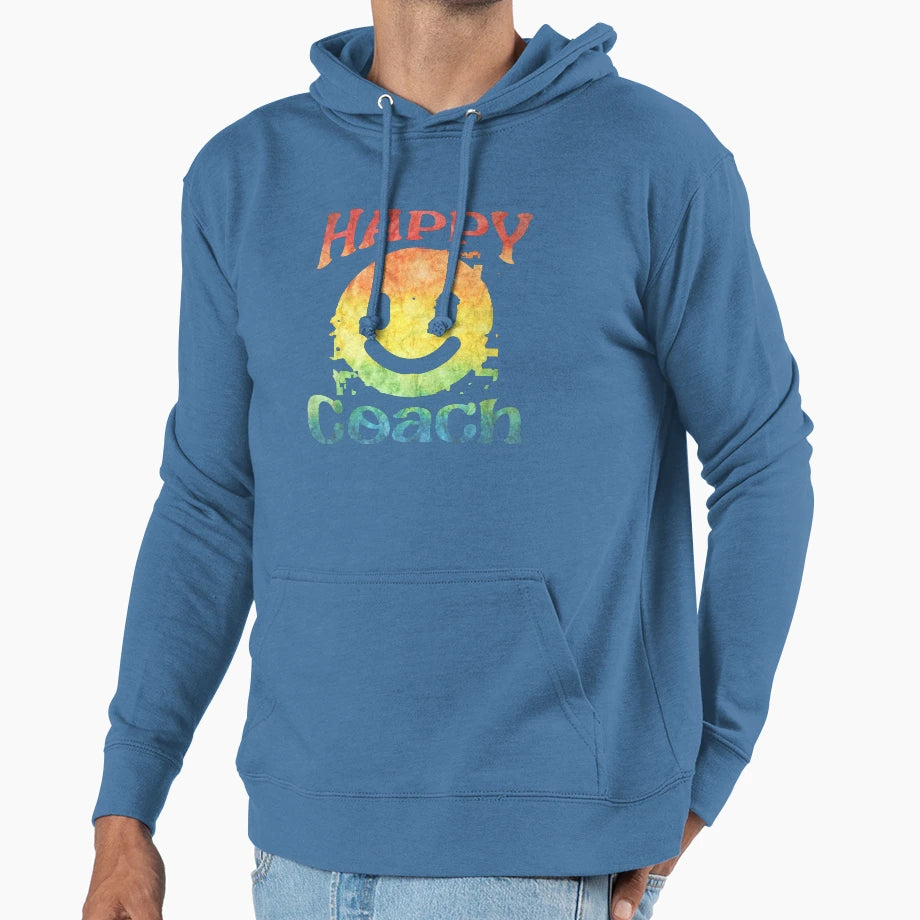 Inspiring Success Happy Coach Tiedye Hoodie - Minimalist Print Men Women - T-Shirt, Sweatshirt, Hoodie